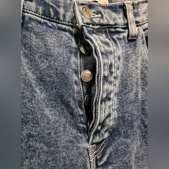 SO Super High Rise DAD Jeans Patchwork Raw Hem Acid Wash Sz 9/29W Junior Button - Picture 7 of 15